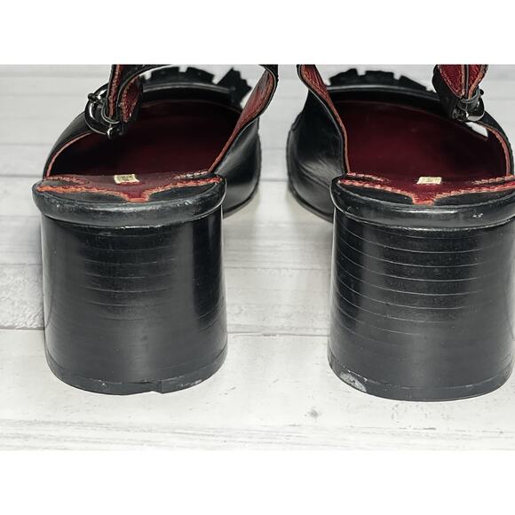 Max Studio Shoes Womens Size 9M Black Red Leather Slingback Heels Loafer Style - Picture 6 of 11